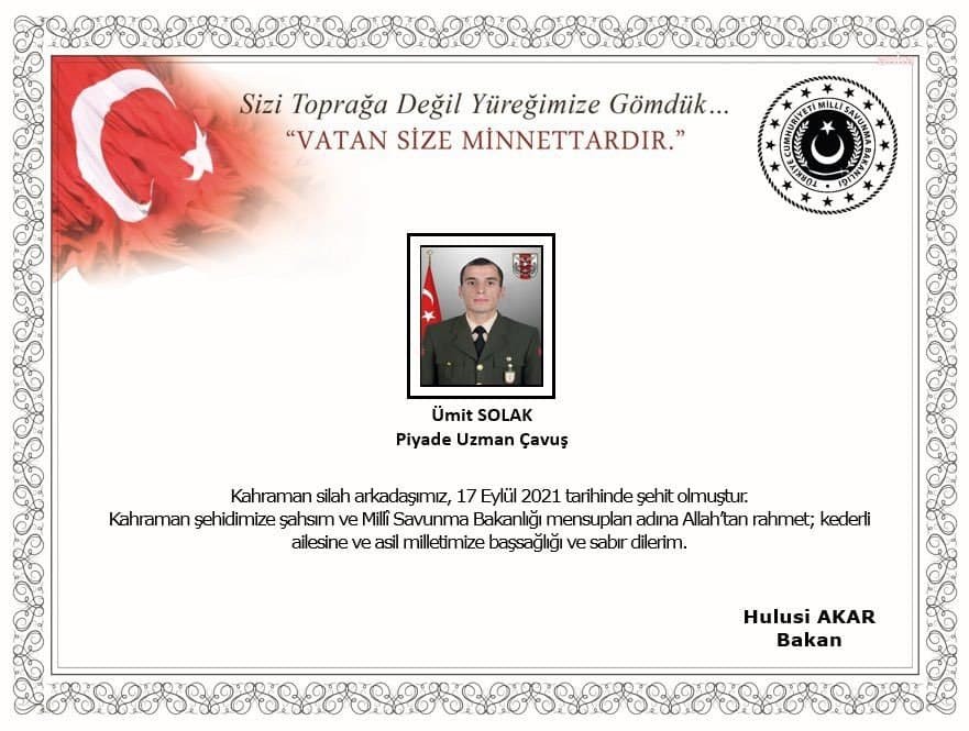 Türkiyə ordusu şəhid verdi - FOTO - foto 1