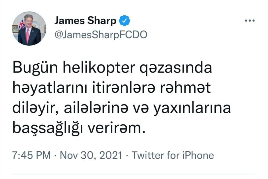 Britaniya səfiri Azərbaycana başsağlığı verdi - foto 1