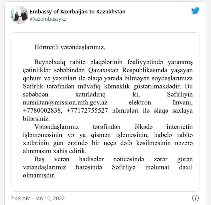 “Qazaxıstanda azərbaycanlılar zərər çəkməyib” - SƏFİRLİK - foto 1