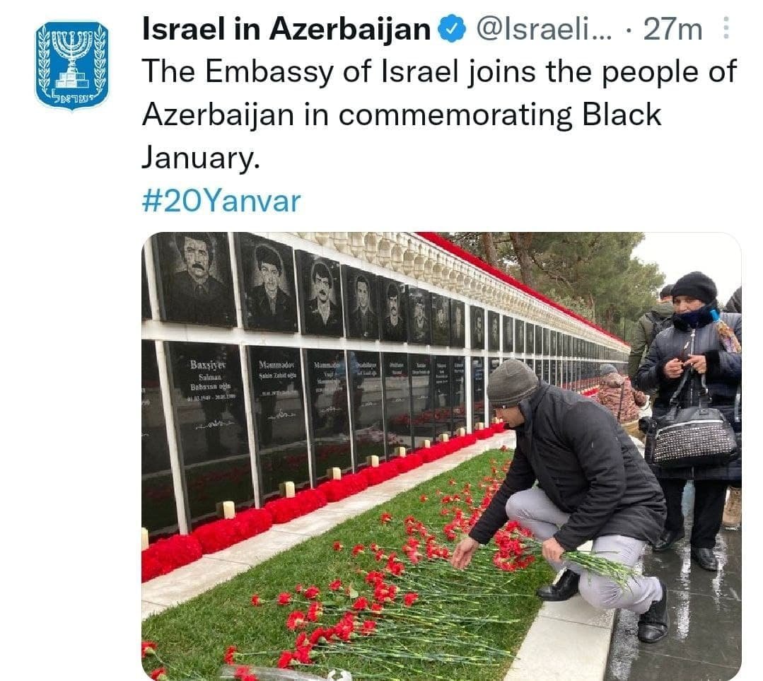 Azərbaycan xalqı ilə birlikdə Qara Yanvarı yad edirik - İsrail səfirliyi - foto 1