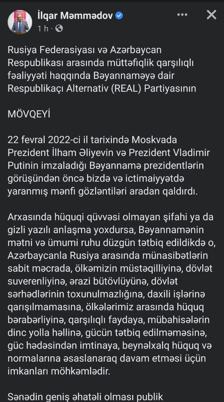 REAL-dan Moskva Bəyannaməsinə REAKSİYA - foto 1