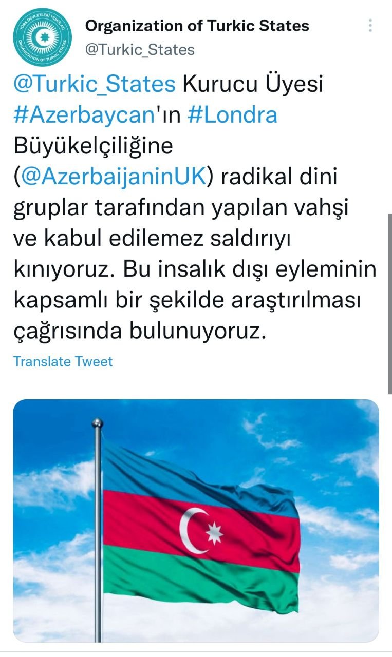 Türk Dövlətləri Təşkilatı səfirliyimizə hücumu pislədi - foto 1