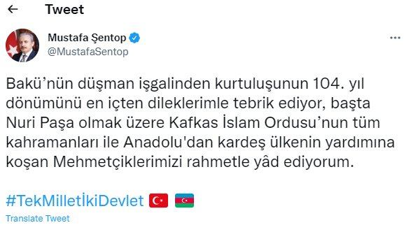 Mustafa Şentopdan Bakı ilə bağlı PAYLAŞIM - foto 1