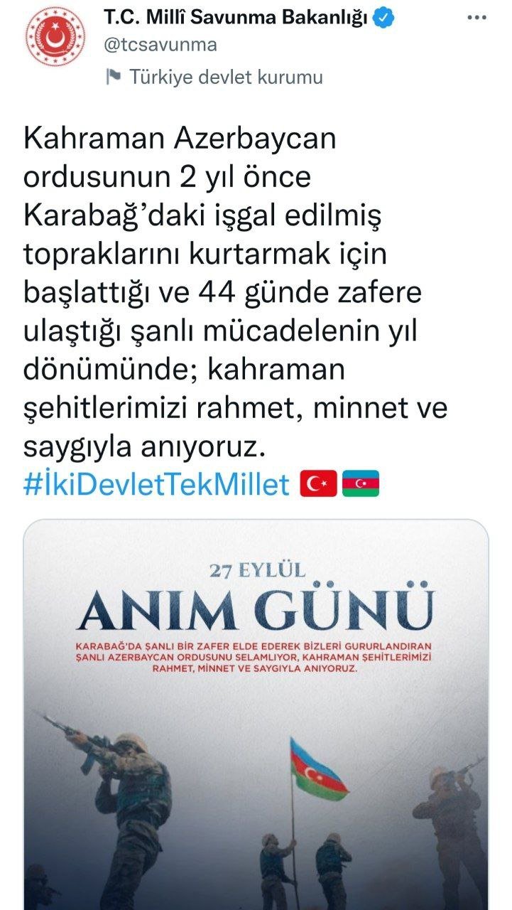 Türkiyə MN Vətən Müharibəsi şəhidlərinin xatirəsini anıb - foto 1
