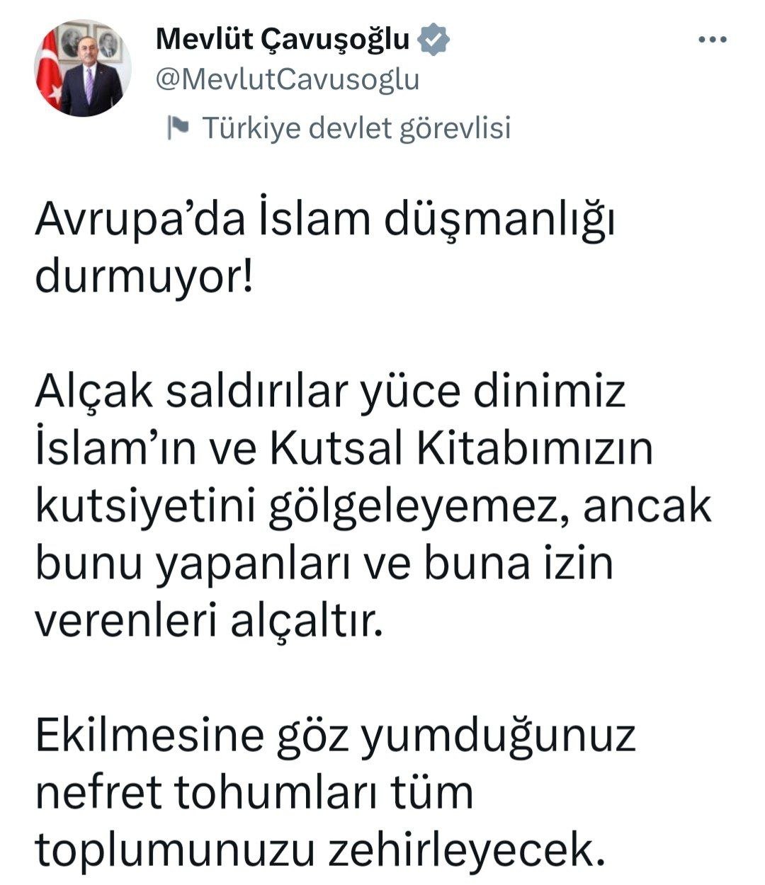 Çavuşoğlu: “Avropada İslam düşmənçiliyi dayanmır” - foto 1
