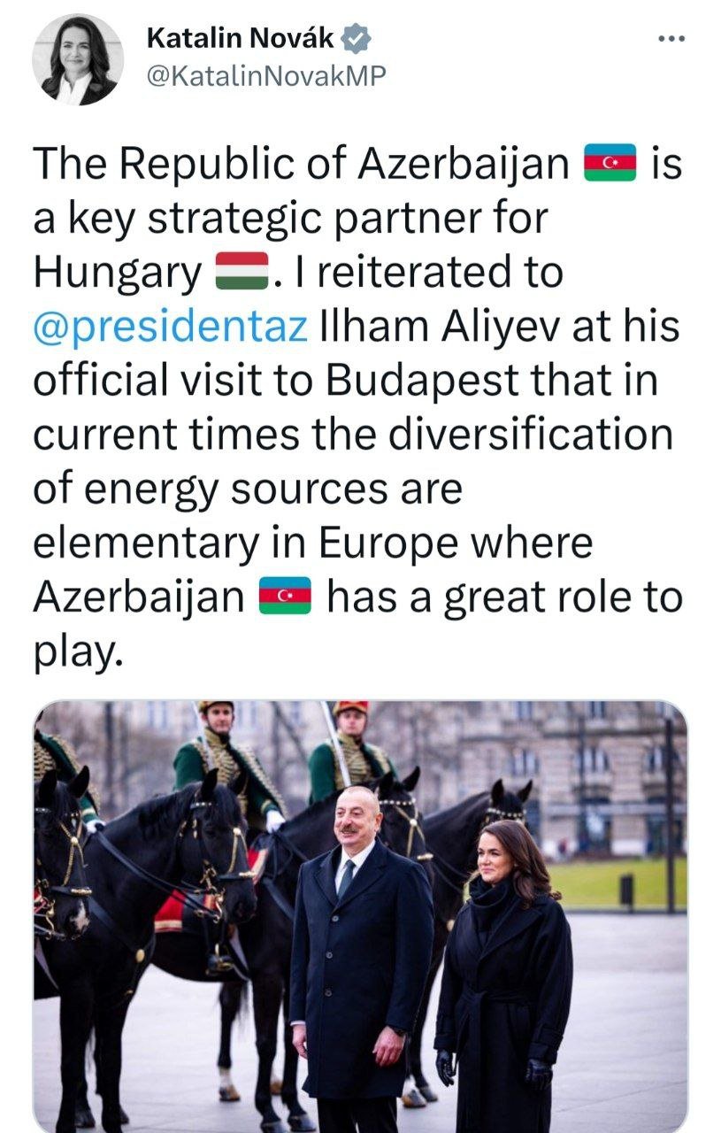 “Azərbaycan bizim üçün çox vacib strateji tərəfdaşdır” - Macarıstan Prezidenti - foto 1