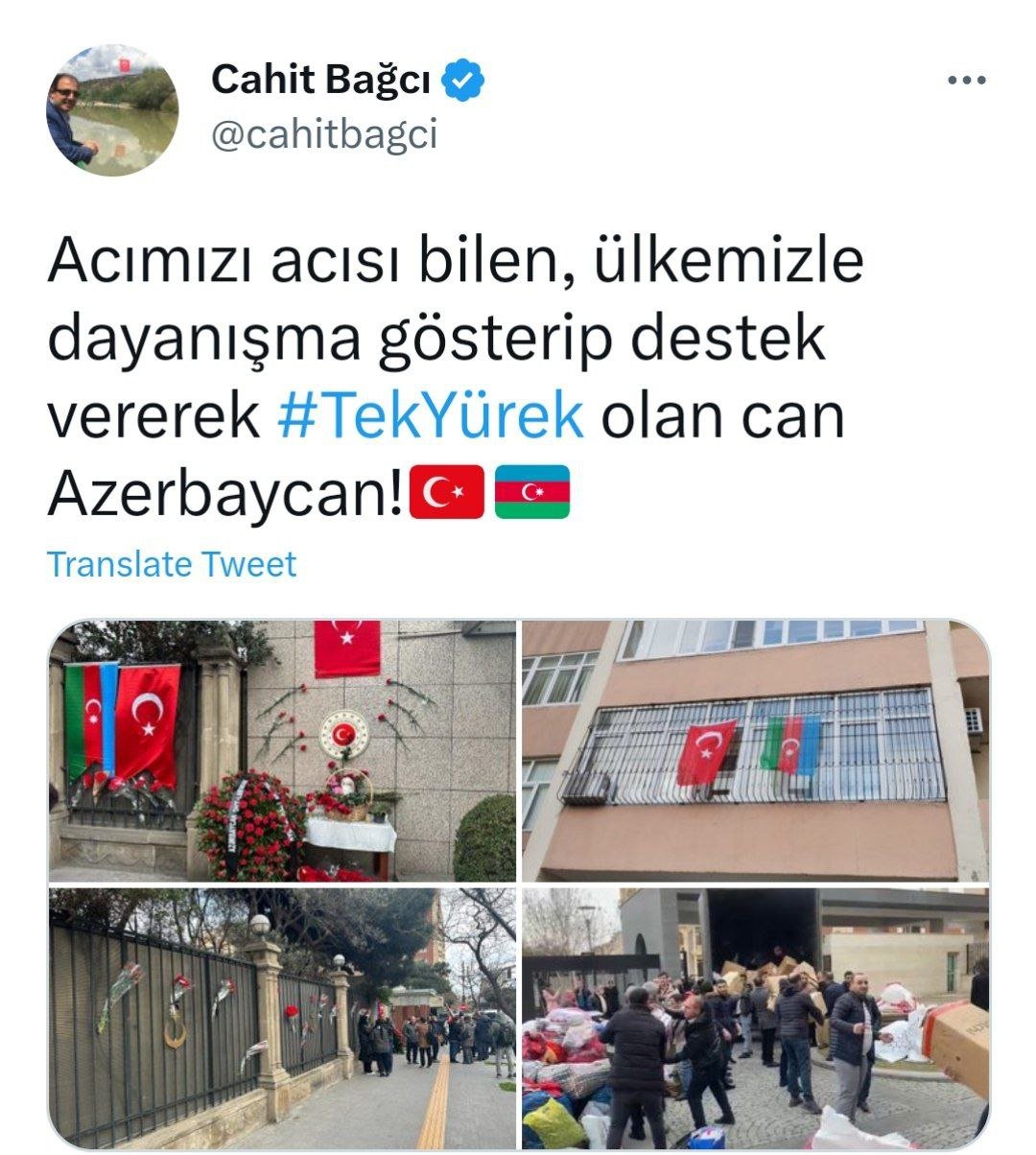 Cahit Bağçı dəstəyə görə Azərbaycana təşəkkür etdi  - foto 1