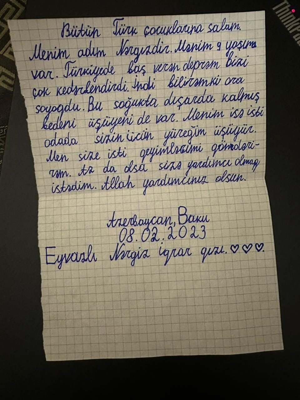 9 yaşlı Bakı məktəblisinin türkiyəli uşaqlara duyğusal MƏKTUBU – FOTO - foto 1