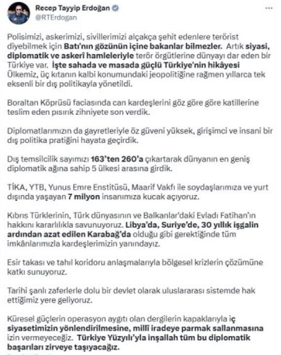 Ərdoğan Qarabağdan yazdı: "Bütün imkanlarımızla qardaşlarımızın yanındayıq" - foto 1