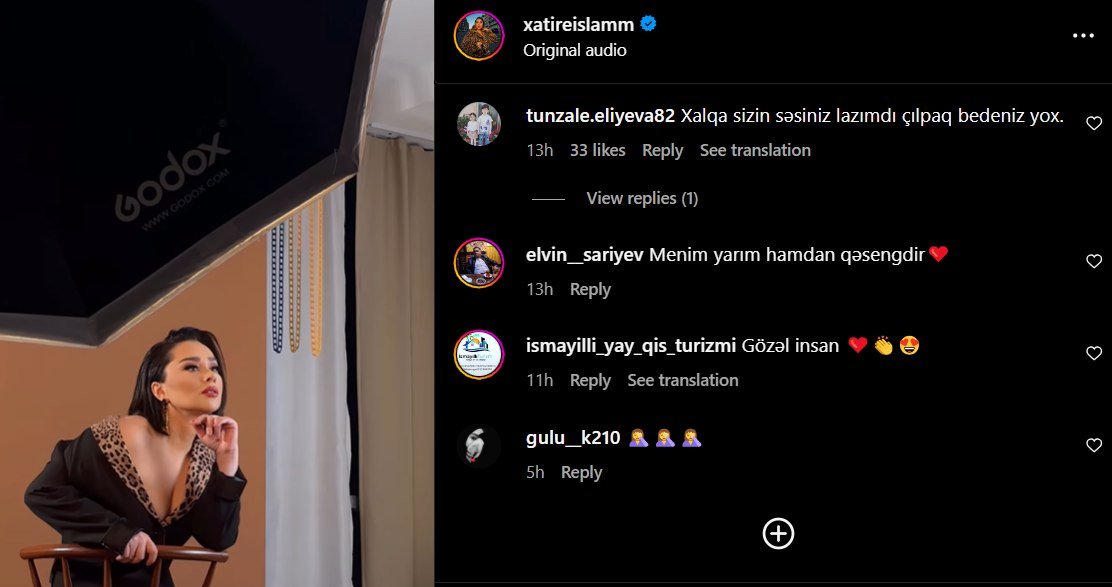 İzləyicilərdən Xatirəyə ETİRAZ: “Xalqa sizin səsiniz lazımdır, yarıçılpaq bədəniniz yox” - FOTO/VİDEO  - foto 1