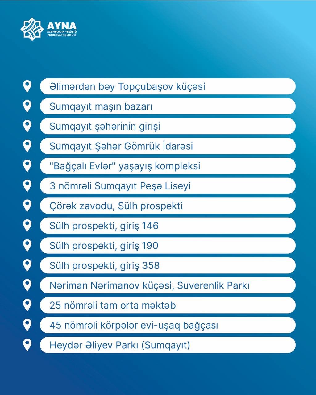 Sumqayıt-Bakı marşrutunun dayanacaq məntəqələri AÇIQLANDI - FOTO - foto 3