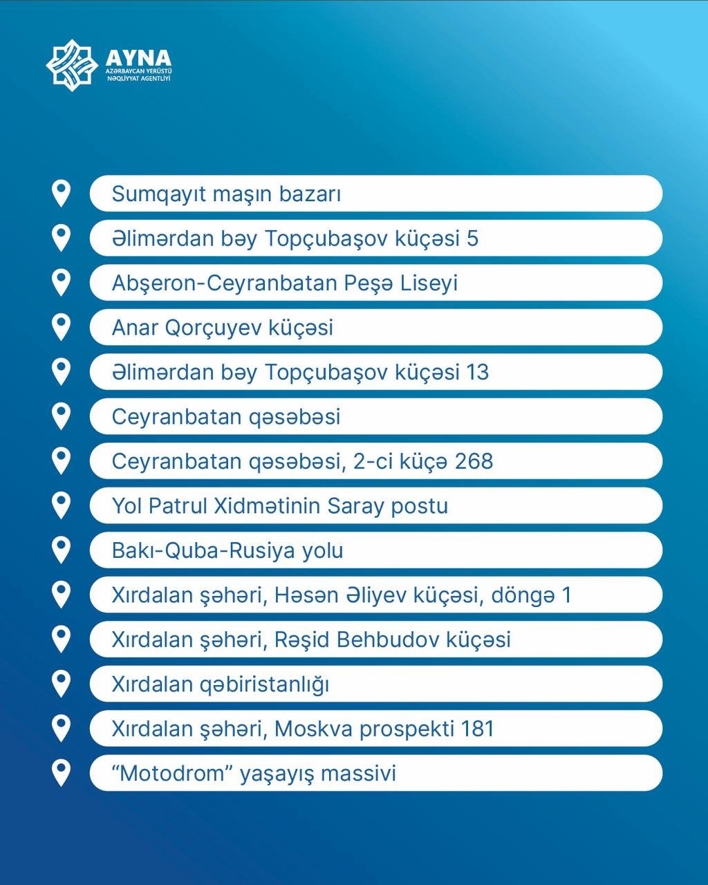 Sumqayıt-Bakı marşrutunun dayanacaq məntəqələri AÇIQLANDI - FOTO - foto 5