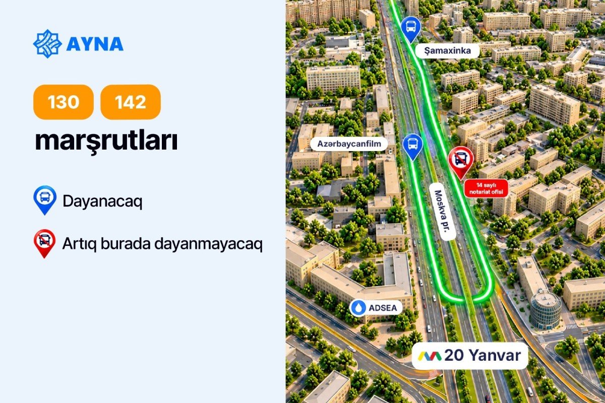 Daha 4 marşrut "20 Yanvar" və "Şamaxinka"da dayanmayacaq – Foto - foto 1