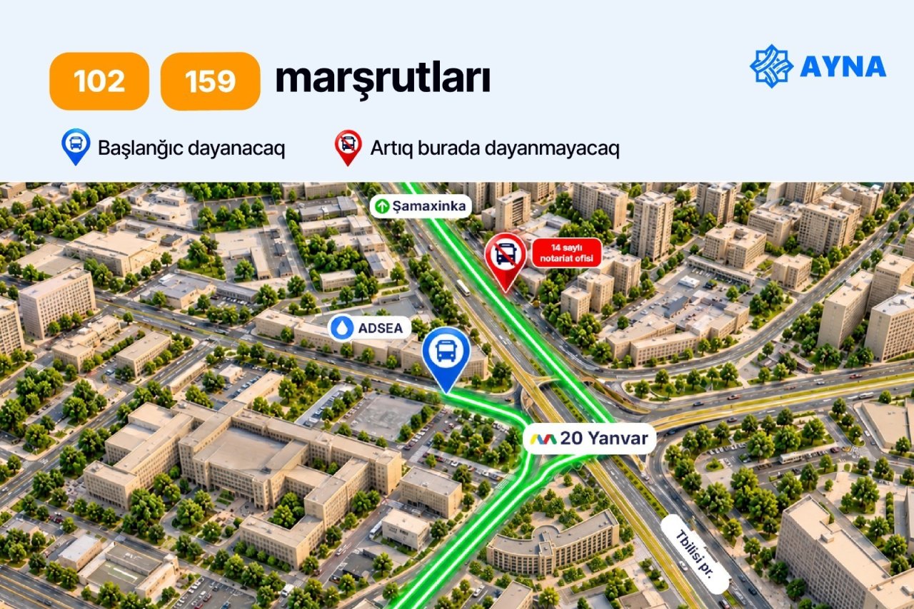 Daha 4 marşrut "20 Yanvar" və "Şamaxinka"da dayanmayacaq – Foto - foto 2