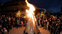 Qoşa Qala meydanında bayram tonqalı qalandı - FOTO