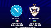"Napoli" - "Qarabağ" oyununa bilet satışı dayandırılır - TARİX AÇIQLANDI