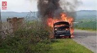 Şəkidə hərəkətdə olan yük avtomobili yandı &ndash; VİDEO