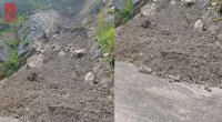 Quba-Xınalıq yolunda sürüşmə: Hərəkət çətinləşdi &ndash; FOTO/VİDEO