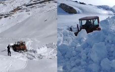 Quba-Xınalıq yolu qardan belə təmizlənir - VİDEO
