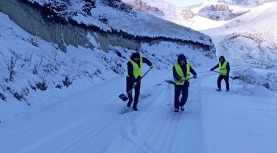 Quba-Xınalıq yolu qardan belə təmizləndi - FOTO