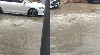 Xırdalanda küçələri su basdı - FOTO