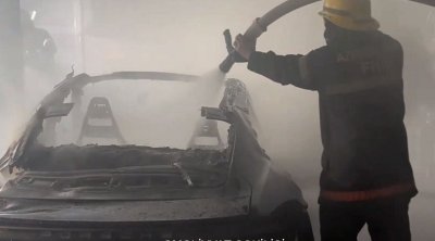 Babək prospektində təmir sexində yanğın oldu - VİDEO