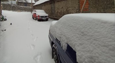 Qaxın bir neçə kəndi ağ örpəyə büründü - VİDEO