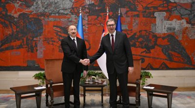 İlham Əliyevin Aleksandar Vuçiç ilə təkbətək görüşü keçirilir - FOTO