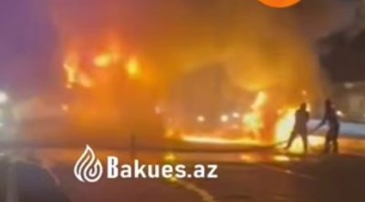 &ldquo;Şamaxinka&rdquo;da TIR yandı &ndash; VİDEO