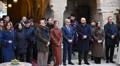 Alena Əliyeva əsaslı bərpa və konservasiya işlərindən sonra Buxara karvansarasının açılışında - FOTO