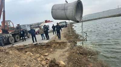 Leysana görə Puta gölünə beton boru qoyuldu - VİDEO
