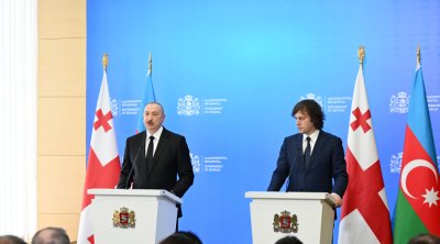 İlham Əliyev və İrakli Kobaxidze mətbuata bəyanatlarla çıxış ediblər - FOTO/VİDEO