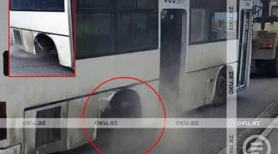 "Sulutəpə dairəsi"ndə sərnişin avtobusu təkərsiz sürüldü - VİDEO