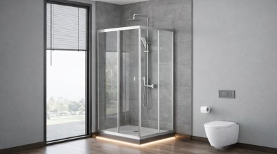 Duş kabina Kontakt.az-da &mdash; ölçü, poddon, qapılar