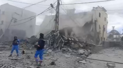 İsrail bombardmanından sonra Livanın Kəfr-Cuz şəhəri - VİDEO