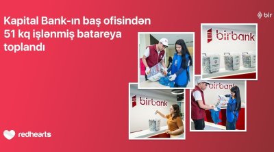 Kapital Bank-ın baş ofisindən 51 kq işlənmiş batareya toplandı