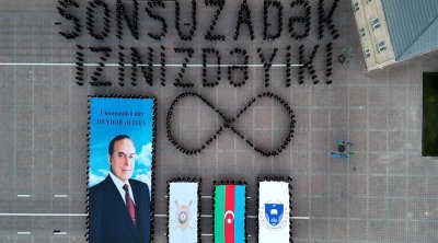 Polis kursantlarından Heydər Əliyevin 103 illiyinə həsr olunmuş fləşmob - FOTO/VİDEO
