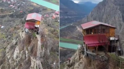 Təqaüdçü müəllim dağın zirvəsinə ev inşa etdi &ndash; Rayonun rəmzinə ÇEVRİLDİ &ndash; FOTO