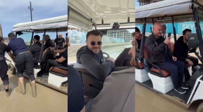 Emin Ağalarov &ldquo;Sea Breeze&rdquo;də gölməçəyə düşdü - VİDEO