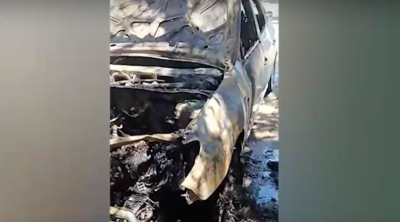 "8-ci km" bazarında avtomobil yandı - VİDEO