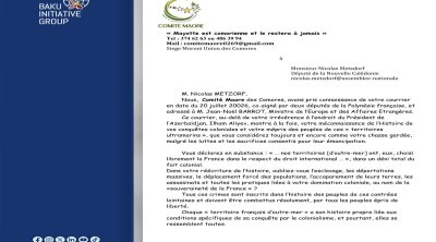 Qəmər Adaları Maore Komitəsi Azərbaycan əleyhinə iş aparan fransalı deputatlara məktub ünvanlayıb - FOTO