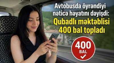 IV qrup üzrə ən yüksək nəticə ilə fərqlənən Qubadlı rayonu Mərdanlı kənd orta məktəbin şagirdi Zəhra Həsənli - FOTO