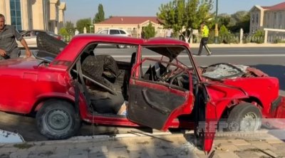 Naxçıvanda "VAZ-2107" "KamAZ"la toqquşdu: 3 nəfər xəsarət aldı - VİDEO