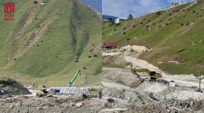 Qusarın Ləzə kəndində seli önləmək üçün işlər aparılır