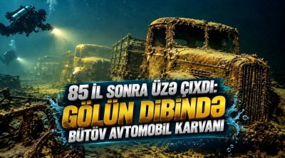 85 il sonra üzə çıxdı: Gölün dibində bütöv avtomobil karvanı &ndash; FOTO