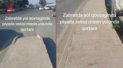 Səki var, amma davamı yoxdur &ndash; Zabratda qəribə yol - VİDEO
