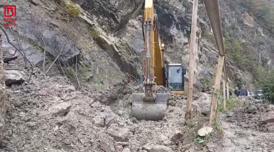 Sürüşmə baş verən Quba-Xınalıq yolunda son vəziyyət &ndash; VİDEO