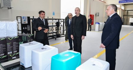 Prezident Sabirabadda su filtrlərinin istehsalı müəssisəsində – FOTO