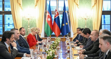 Bratislavada İlham Əliyevin Slovakiya Prezidenti ilə geniş tərkibdə görüşü olub - FOTO