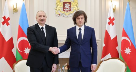 İlham Əliyevlə İrakli Kobaxidze arasında təkbətək görüş keçirildi &ndash; FOTO/VİDEO